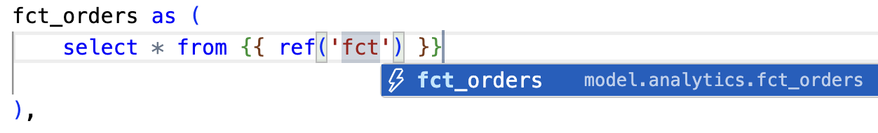 Cross-project ref autocomplete in the dbt Cloud IDE